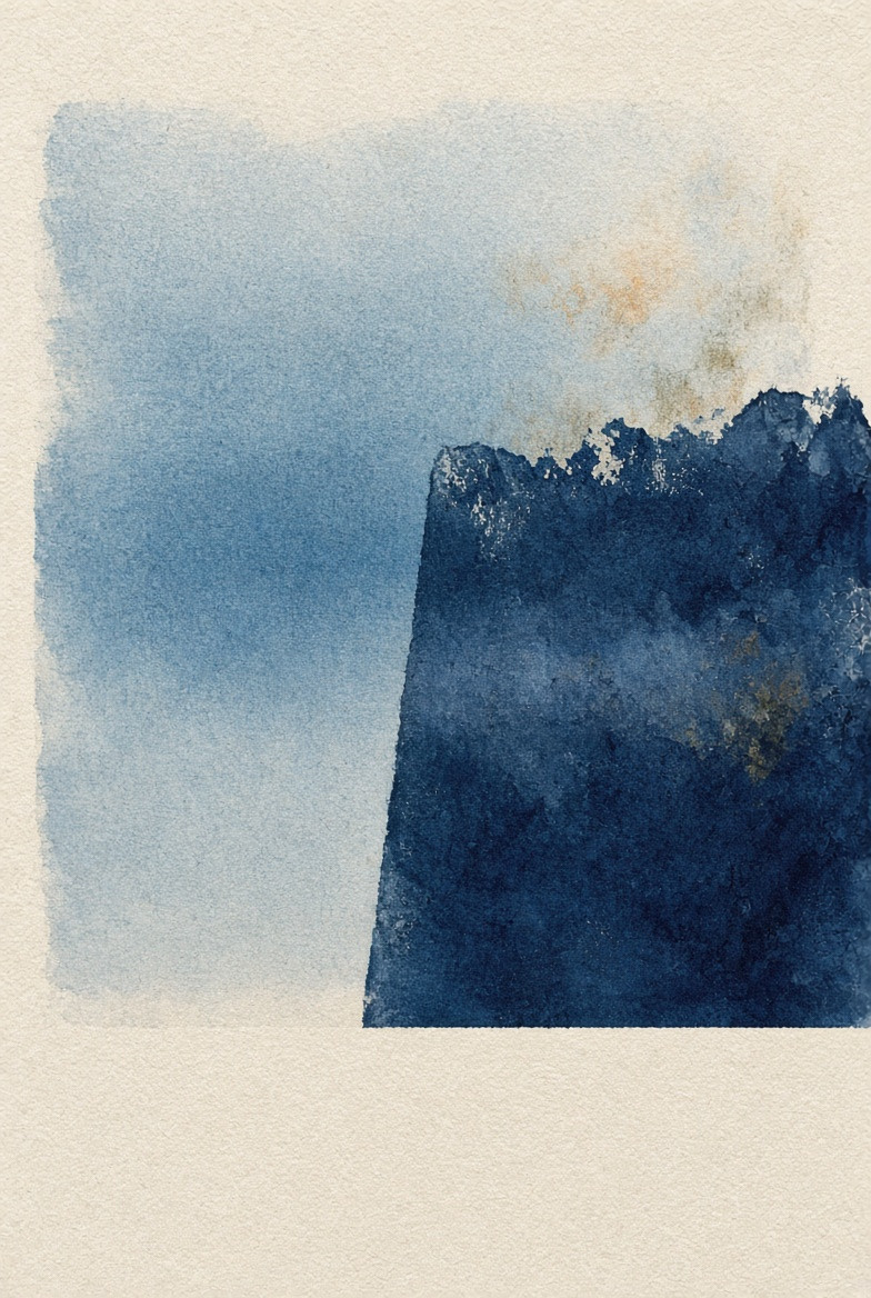 A solitary color meeting another without merging