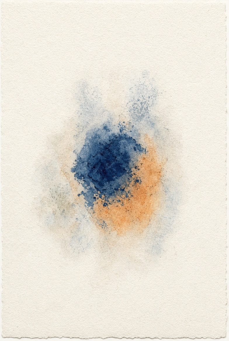 An indigo and apricot color seed in open cotton